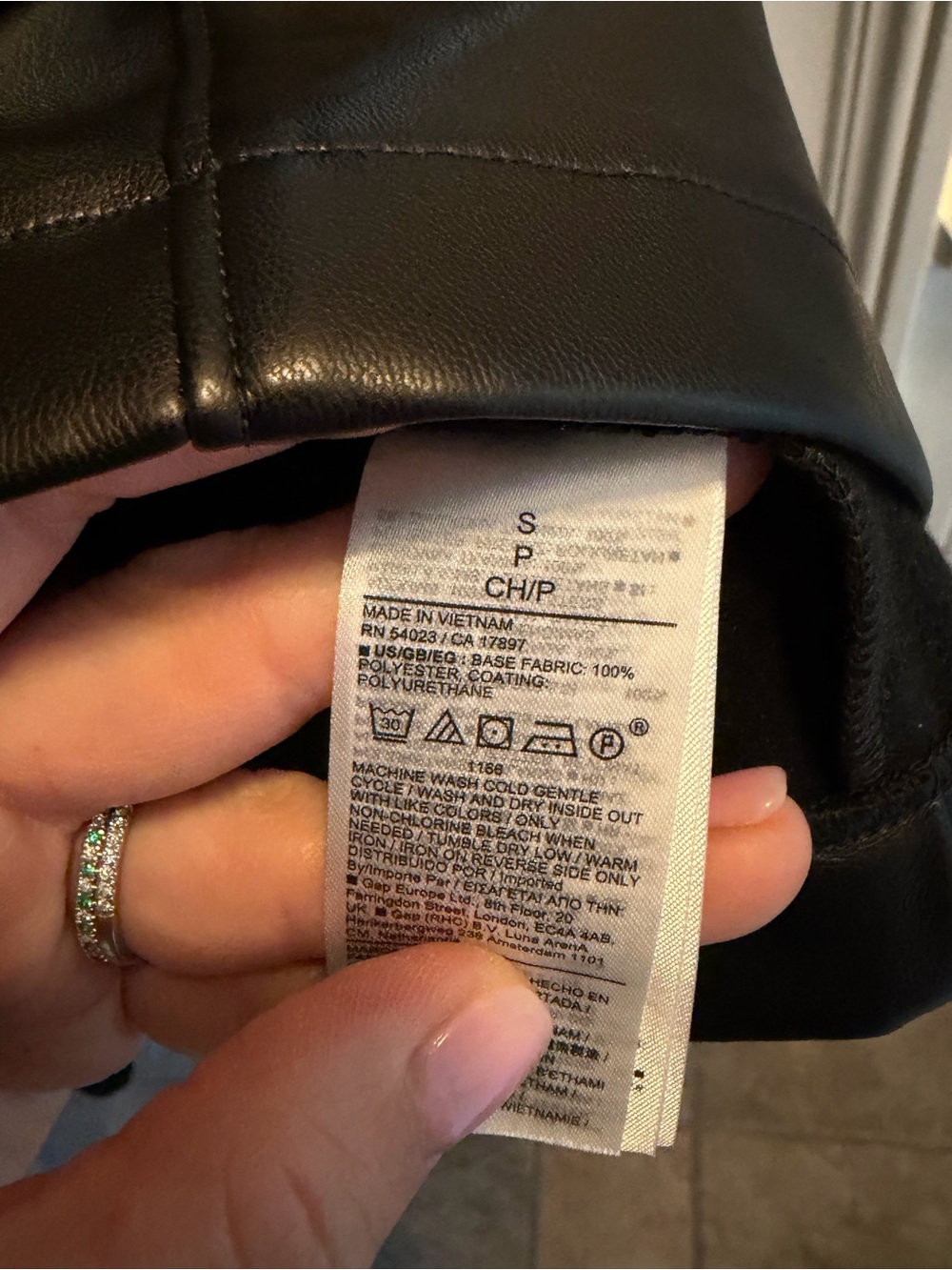 GAP Black Vegan Leather Button-Front Dress with Collar - Picture 6 of 7